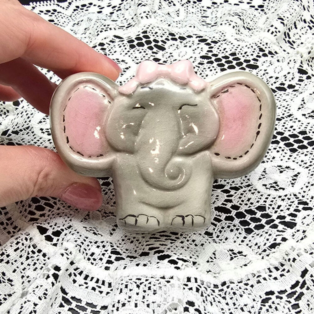 Vintage Elephant Trinket Box Lusterware Ceramic